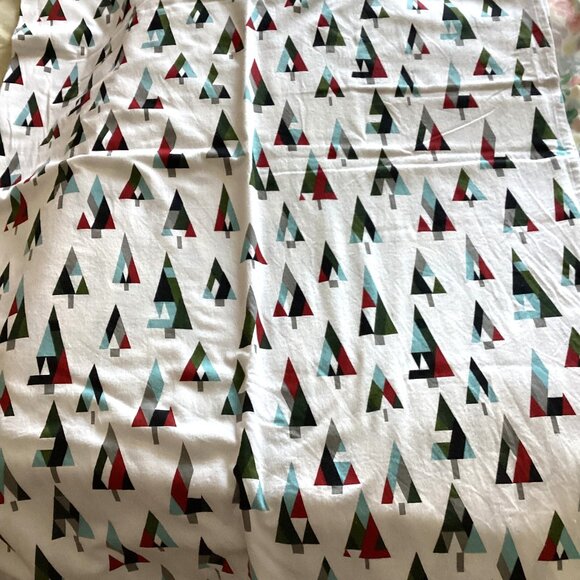 Christmas Tree Flannel Cotton Flat Bed Sheet Festive Warm Cozy Bedroom Linen - Picture 2 of 3